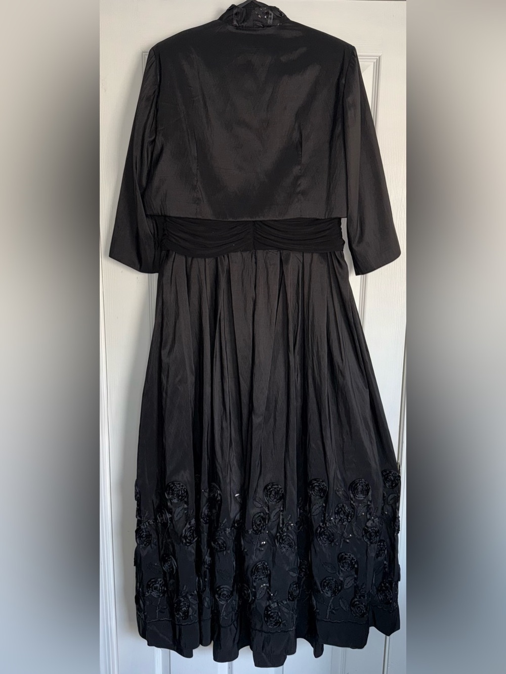 IGNITE EVENINGS 2 PC Set Black Sequin Rosette Gown + Bolero Jacket 18W Formal - Picture 11 of 16